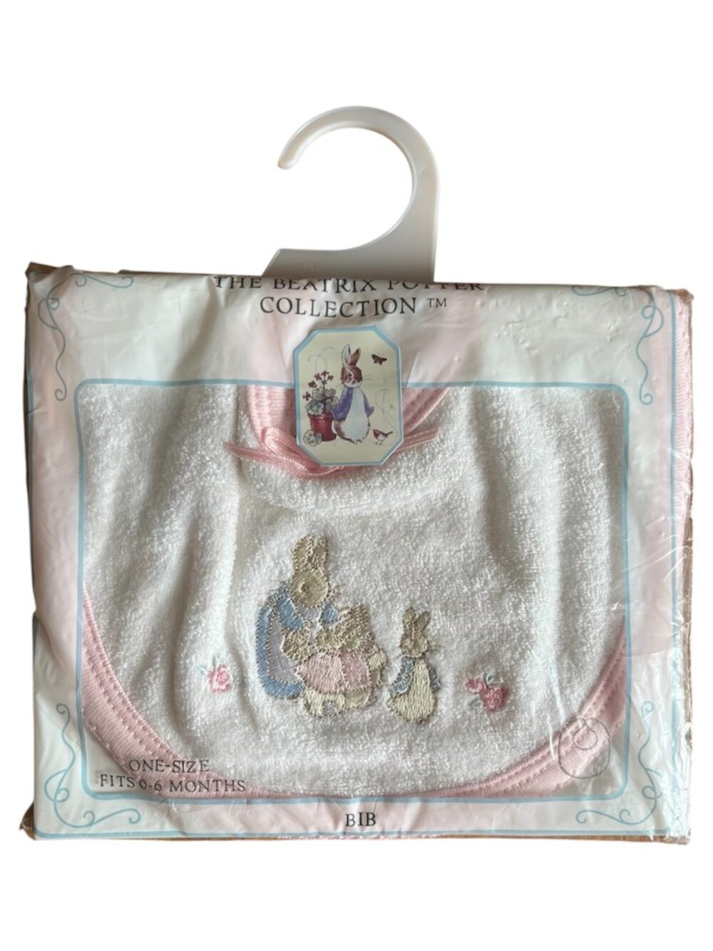 Vintage 1990s Beatrix Potter Collection Embroidered Terry Cloth Baby Bib 0-6 mos